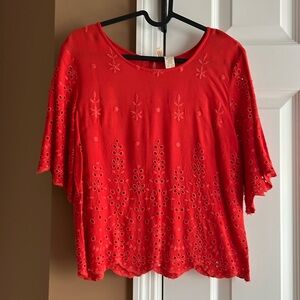 Orange eyelet top